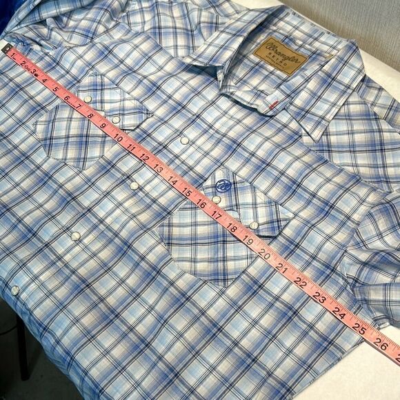 Wrangler Retro Snap Button Front Shirt Mens Sz XL Western White Blue Plaid - Picture 7 of 8